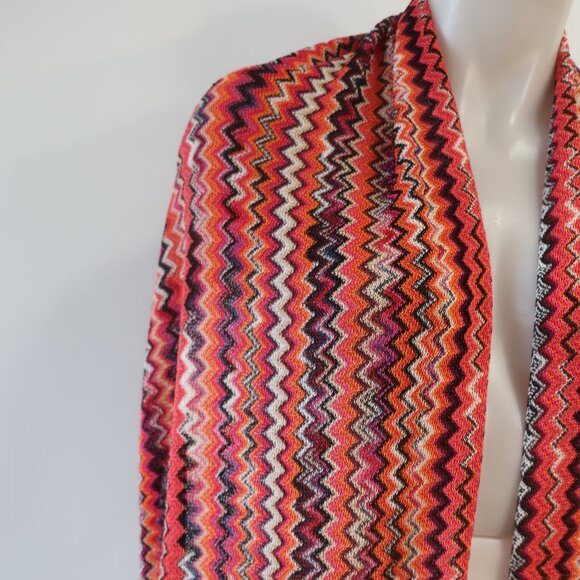 NWT Womens Missoni Multicolor Viscose Chevron Fringed Wrap Scarf Shawl OS - Picture 3 of 15